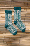 (-50%) Green Flower Twisted Socks