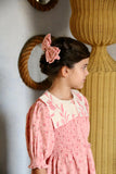 Tunic and its denim bow headband Rosa bloom