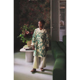 Quilted Dress coat green flower