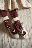 (-50%) Socks wine color 'relief flowers'