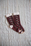 (-50%) Socks wine color 'relief flowers'