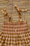 (-50%) Set - Short Pant  Caramel honeycomb check