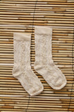 Ivory Flower Twisted Socks