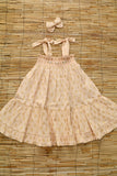 (-50%) Skirt Dress+hairclip floser Lurex light pink chanderi