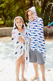 Kids Hooded UPF 50+ Sunscreen Towel (Sharks)