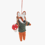 Mushroom and  fox ornament