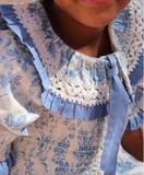 (-50%) Tie Blouse blue tapestry (10y)