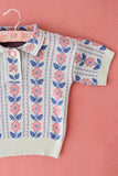(-50%)Knitted polo (blue pink)