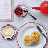 24cm plate set (box of 4) Red rim