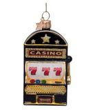 Ornament glass black matt slot machine H10,5cm