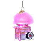 Ornament glass pink cotton candy machine H10cm