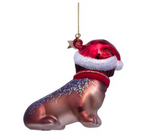 Ornament glass little dachshund vaccinated H8cm