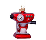 Ornament glass red coffee machine H9cm