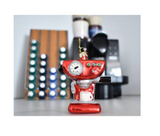 Ornament glass red coffee machine H9cm