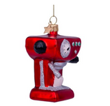 Ornament glass red coffee machine H9cm