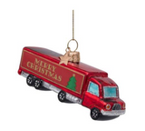 Ornament glass red truck H5cm
