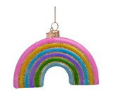 Ornament glass soft multi colored rainbow H5cm