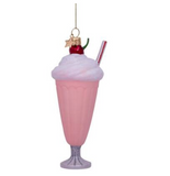 Ornament glass soft pink milkshake H15cm