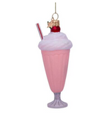 Ornament glass soft pink milkshake H15cm