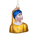 Ornament glass girl with a pearl earring vermeer H8cm