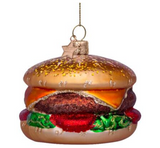 Ornament glass multi color hamburger H6cm