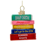 Ornament glass multi color books H7.5cm