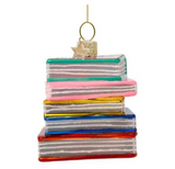 Ornament glass multi color books H7.5cm