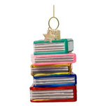 Ornament glass multi color books H7.5cm