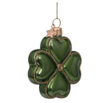 Ornament glass green opal clover H8cm