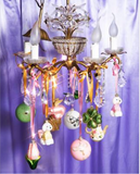 Ornament glass green opal clover H8cm