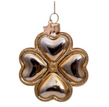 Ornament glass shiny gold clover H8cm