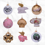 Ornament glass shiny gold clover H8cm