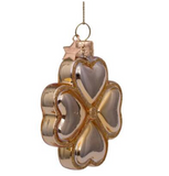 Ornament glass shiny gold clover H8cm