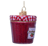 Ornament glass strawberry jam H7cm