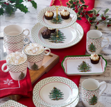 Christmas Tree Polka Dot S/4 Dessert Plates
