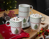 Christmas Tree Polka Dot Stackable Mugs set