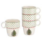 Christmas Tree Polka Dot Stackable Mugs set