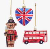 4.5"Glass British Ornaments 3PC