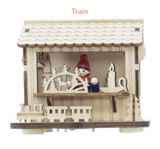 LED light wood house (3 styles)