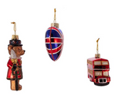 4.5"Glass British Ornaments 3PC